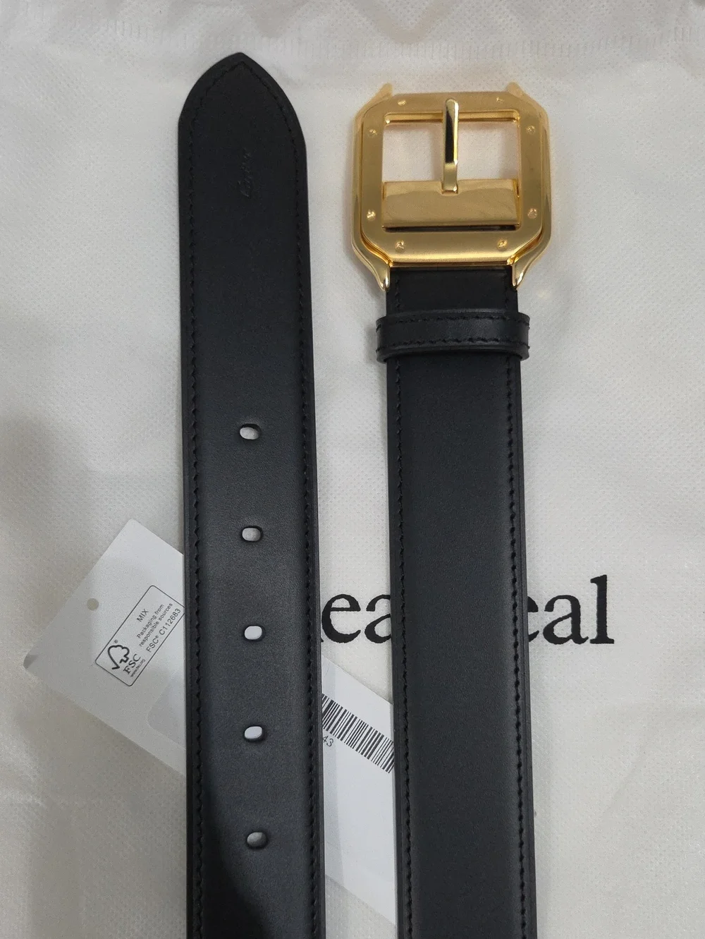 Cartier Santos Belt Reversible Leather Gold Square Buckle